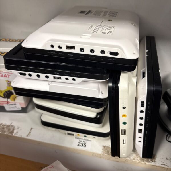 Used Logik portable DVD player with connections visible.