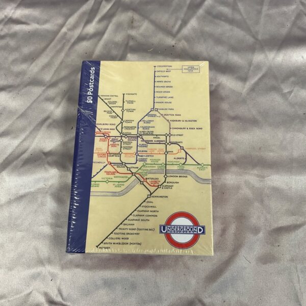Lot of vintage London Underground postcards, collectible transport ephemera.