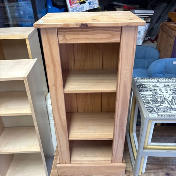 Solid Wood Pine Low Narrow Bookcase