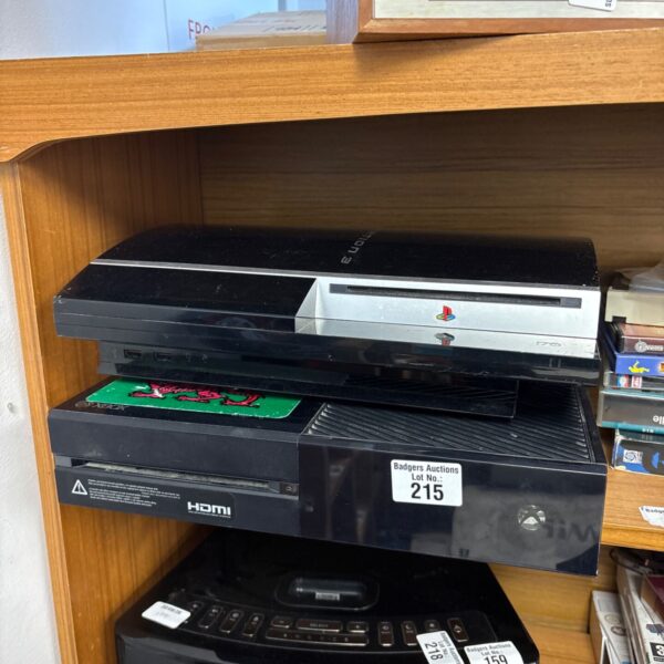 Sony PlayStation three console with Xbox One console