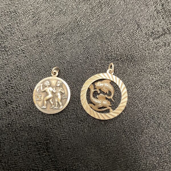 Gemini and Pisces silver Zodiac Pendants