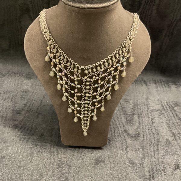 Antique Edwardian Waterfall Chainmail bib necklace