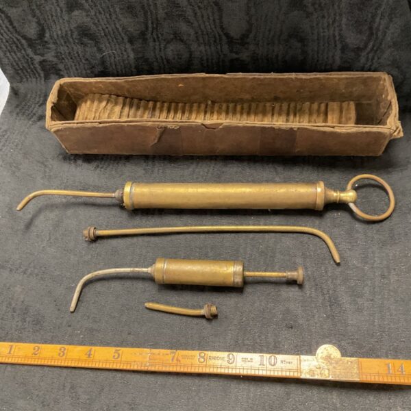 Two Vintage Brass Military or Classic Car Oil or Petrol Injectors
