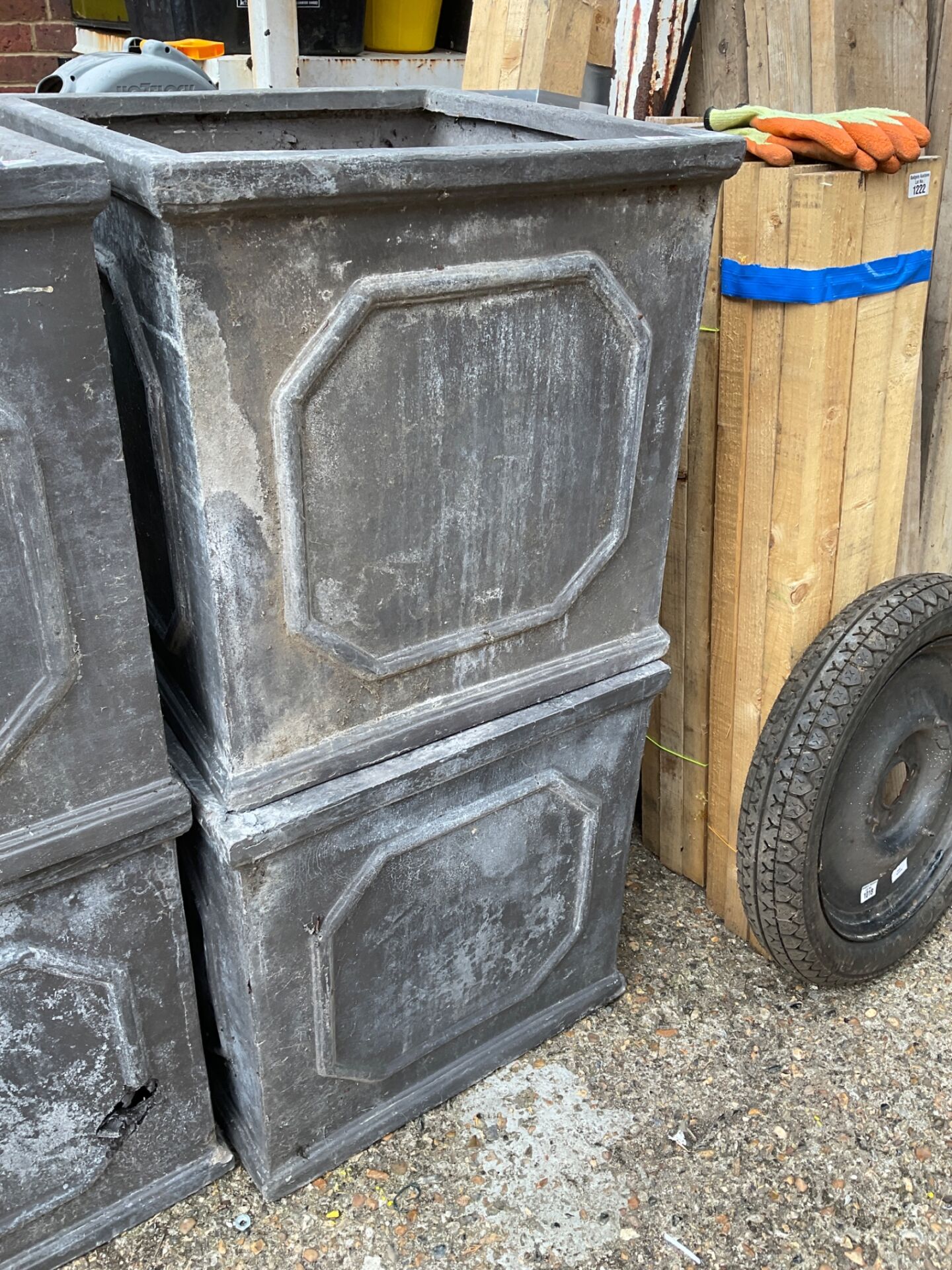 1245 Two large fibre glass planters