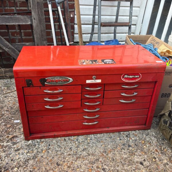 red multi-drawer metal tool chest