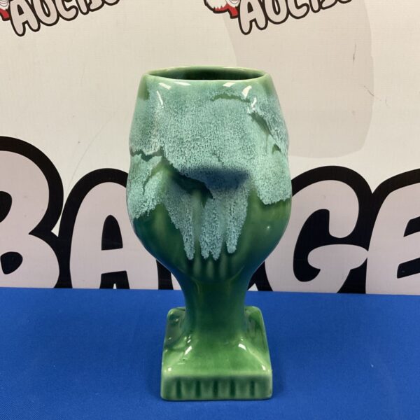 Mid century 11” green slip glazed vase