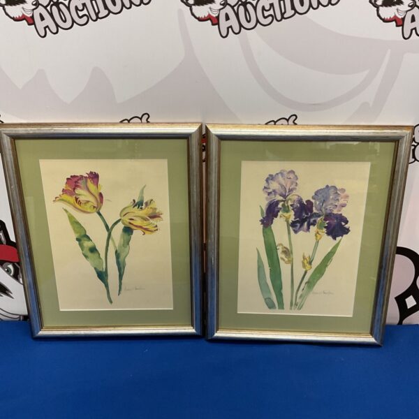 Pair of annabel fairfax watercolours of flowers in bloom