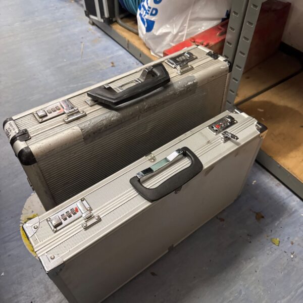 Two combination lock aluminium briefcases