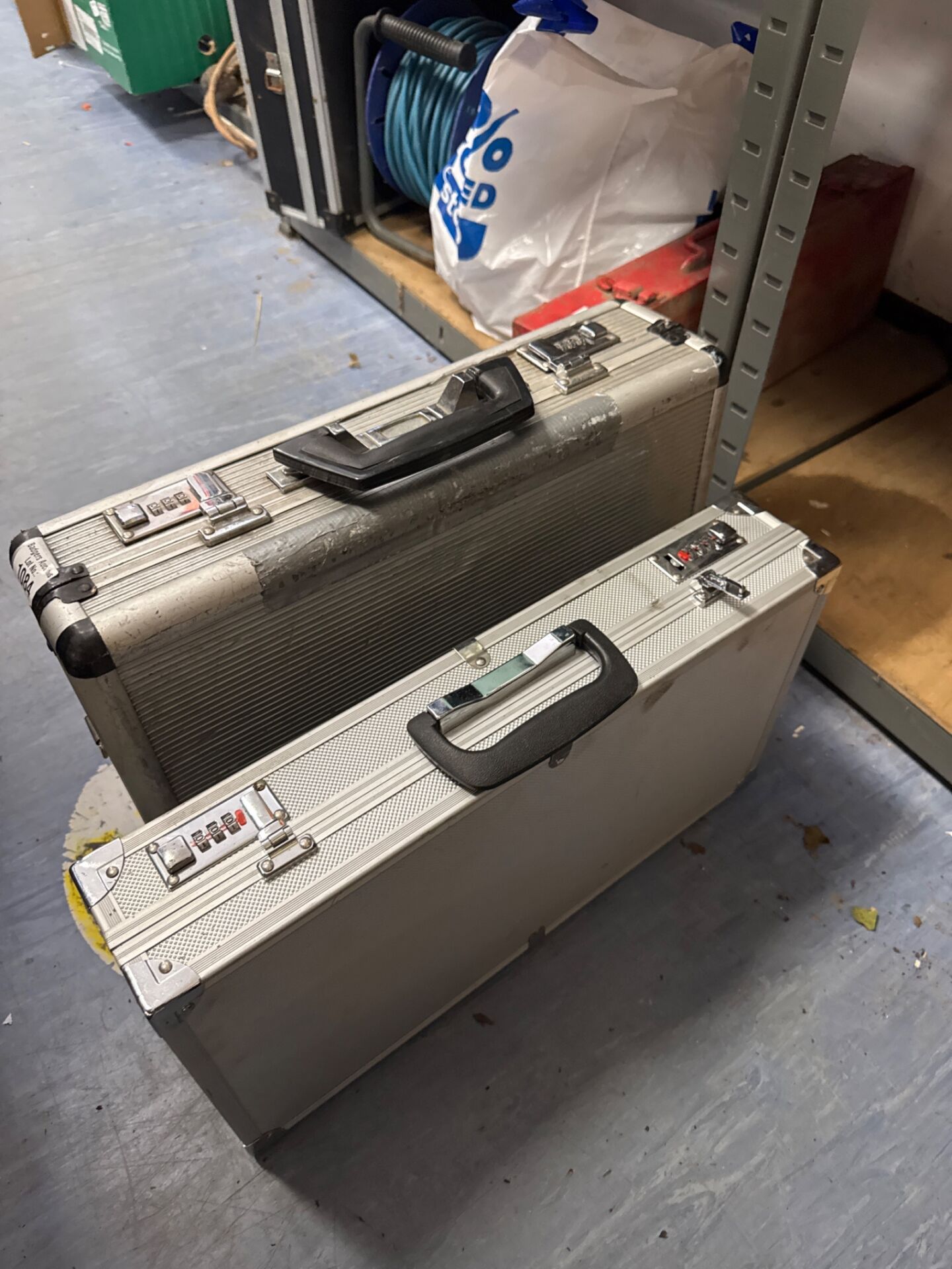 1084 Two combination lock aluminium briefcases