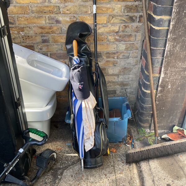 Black leather golf bag