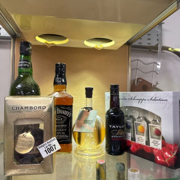 Selection of alcohol inc chambord, Jack Daniels & others
