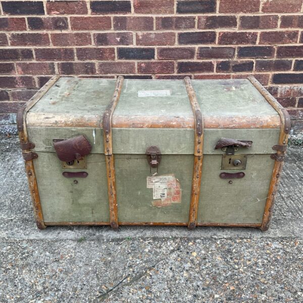 Vintage canvas covered travel trunk
