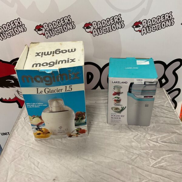 Magnix Le Glacier 1.5 ice cream maker and Lakeland Yoghurt Maker appliance.