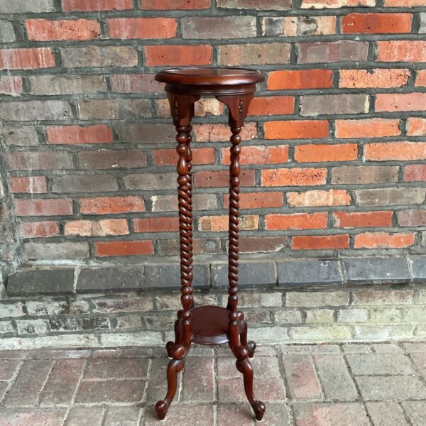 Vintage mahogany jardiniere stand with barley twist legs.