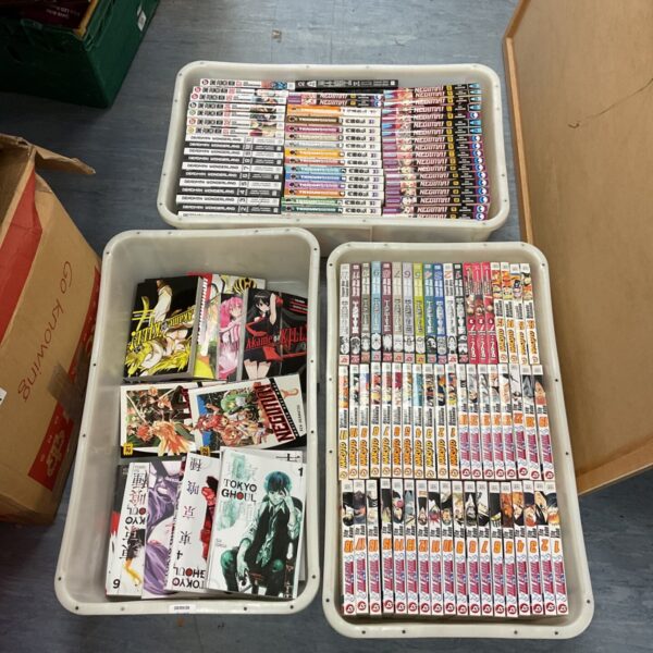 Large bundle of manga books including Death Note and Tokyo Ghoul.