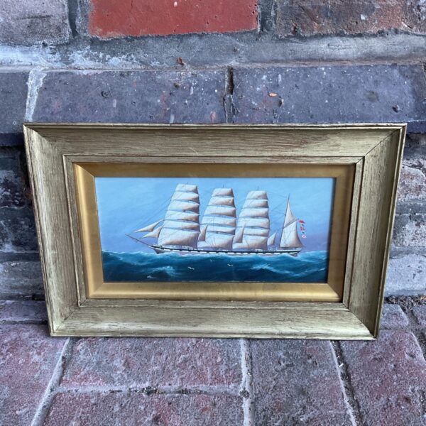 Vintage oil painting of the clipper ship *Marian Lightbody* at sea.