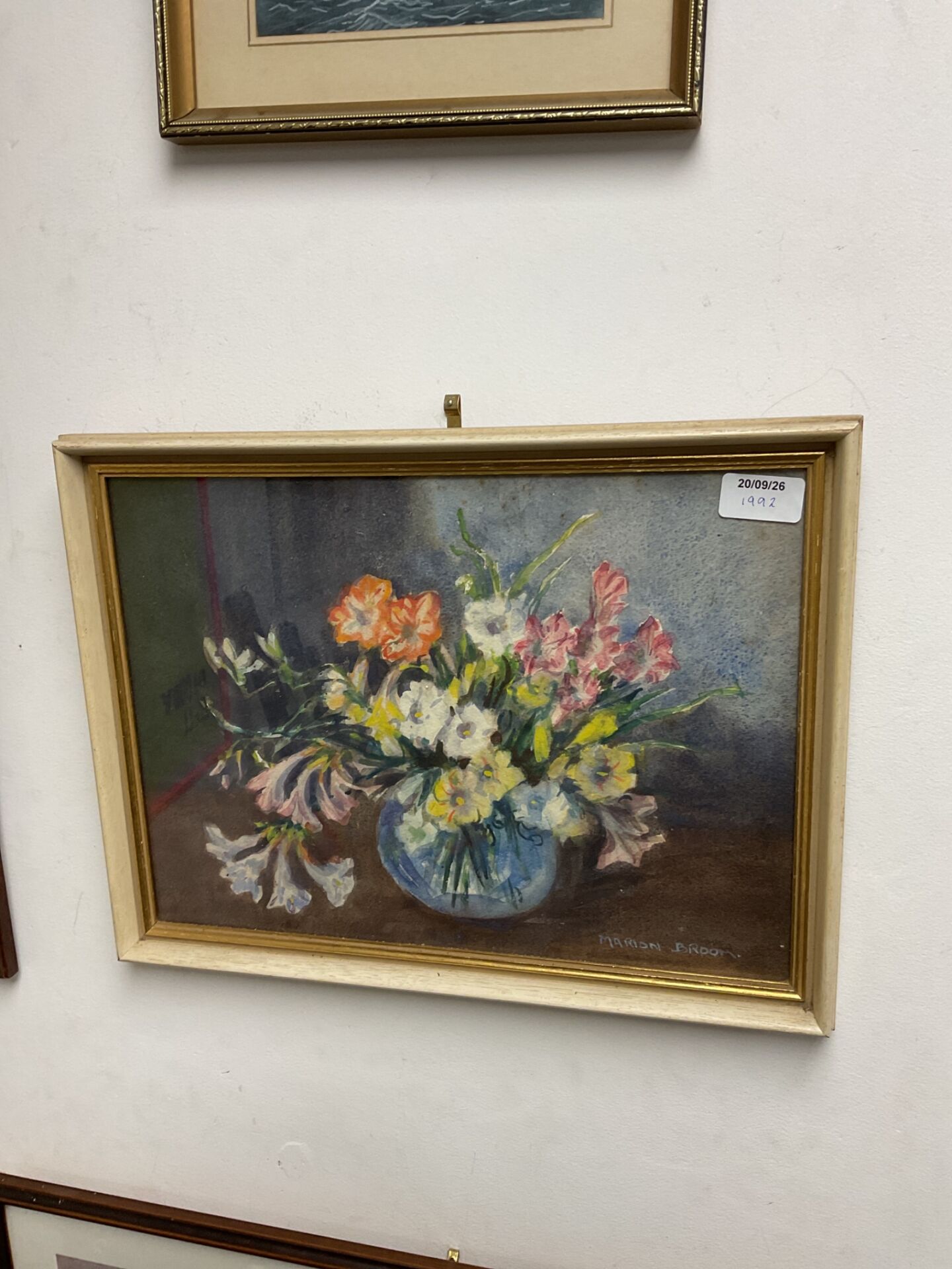 704 Marion broom signed still life watercolour of flowers in a vase