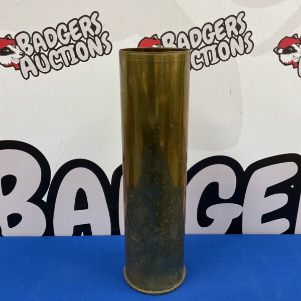 Vintage 1972 military cannon shell, brass with patina.