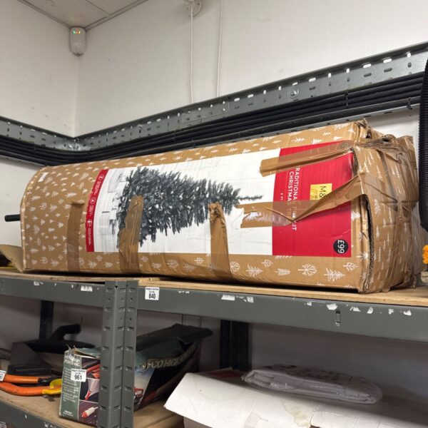 M&S 6ft artificial Christmas tree in packaging.