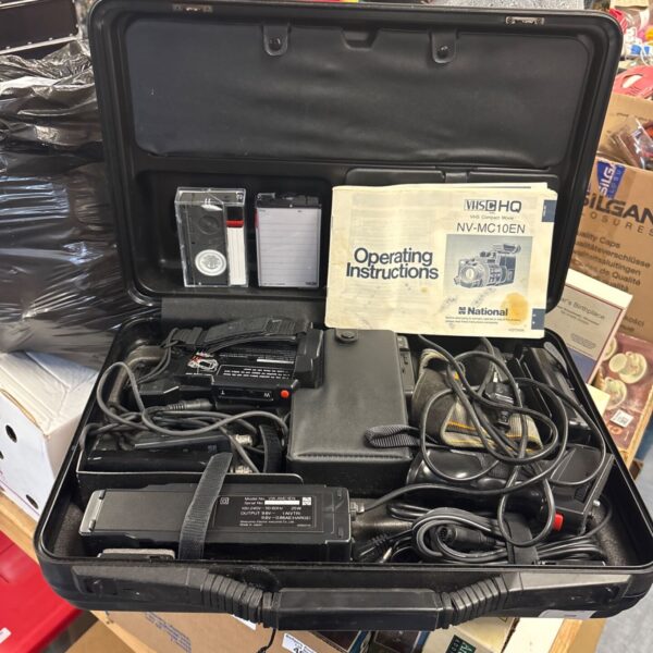 Vintage National NV-MC10EN VHS player in carrying case.