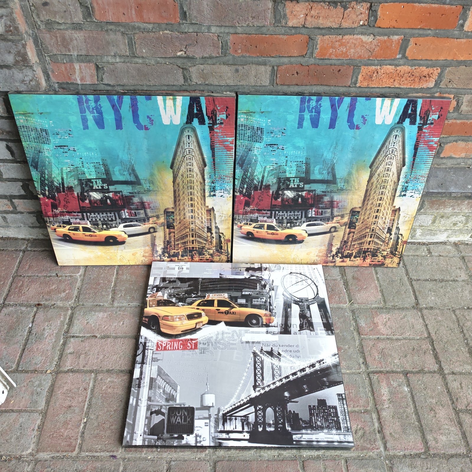 Vibrant New York wall art print featuring a yellow taxi and cityscape.
