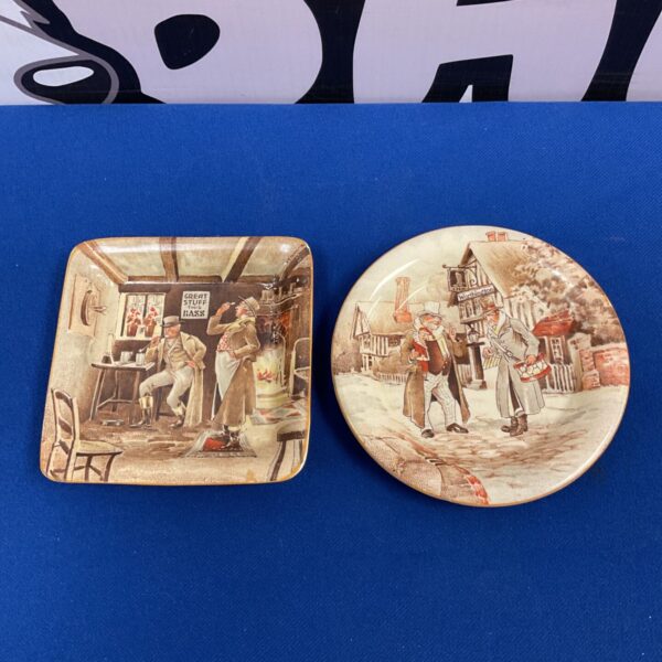 Antique Newhall porcelain pin dish with interior scene.