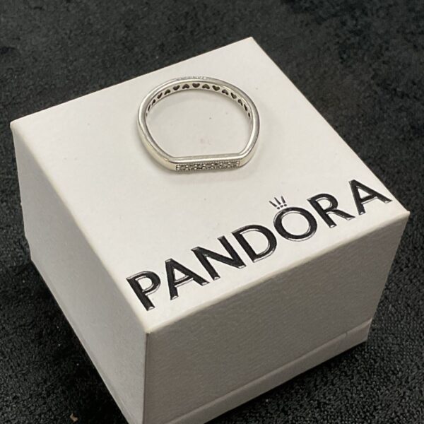 Pandora sterling silver wishbone heart ring size P.