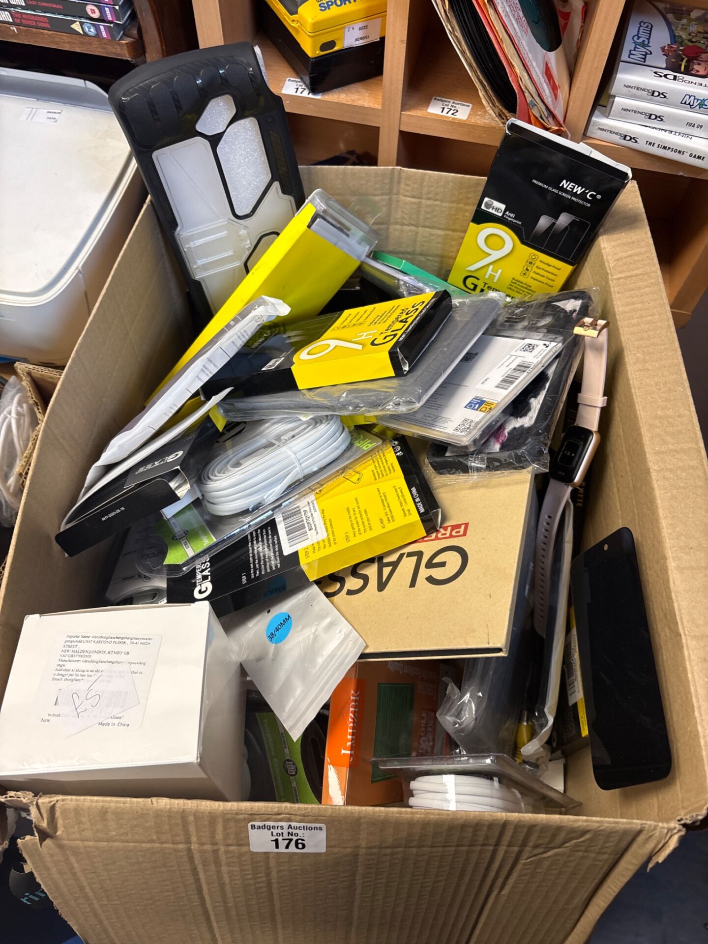 176 Box full of new device accessories inc phone cases and screen protectors