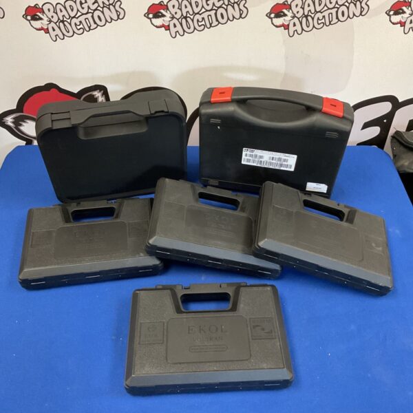 Lot of six used pistol cases including Ekol Voltran and Retay.