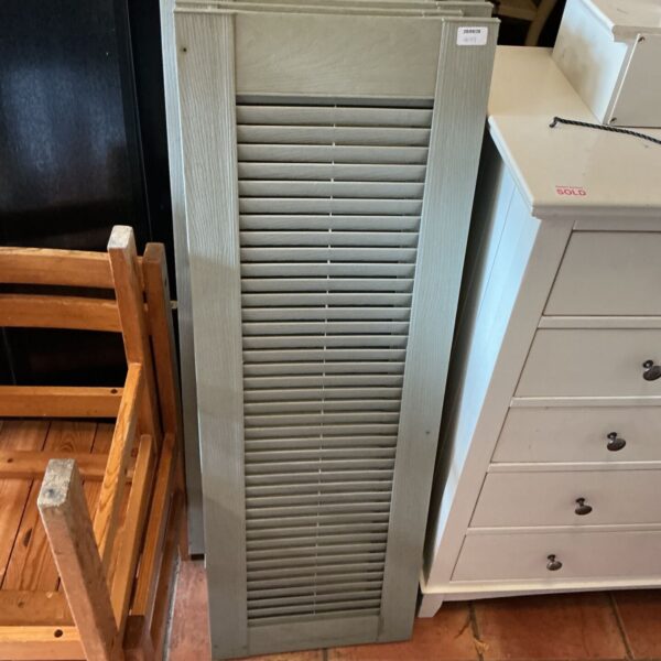 Lot of eight plastic window shutters measuring 47x16 inches.