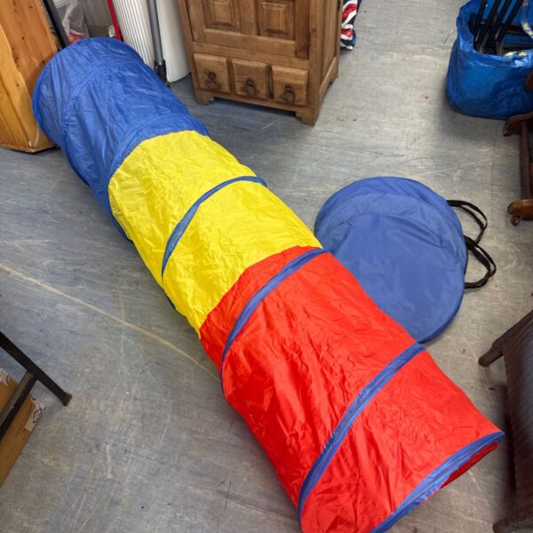 Brightly coloured pop up play tunnels for children's garden play.