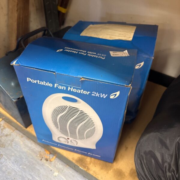 2kw portable fan heater for supplemental heating.