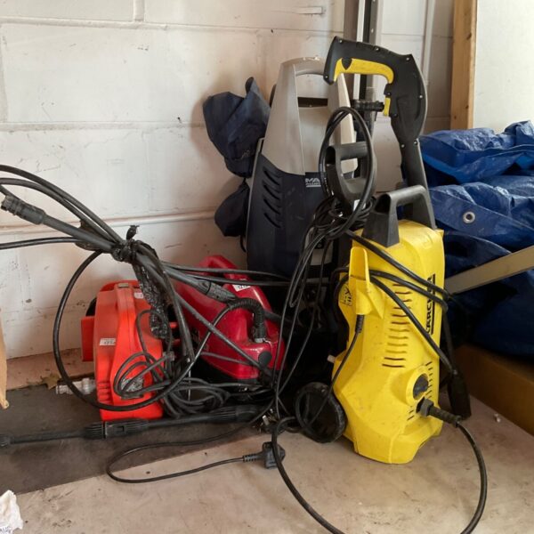 Job lot of used power washers including a Mac Allister model.