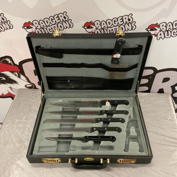 Prima chef knife set in a hard case, vintage kitchen tools.