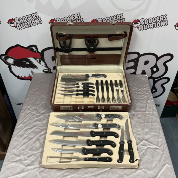 Prima Profiline chefs knife set in a red case.