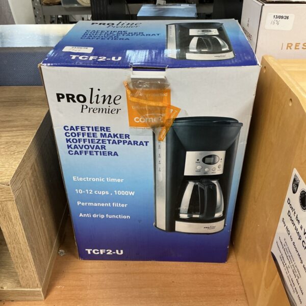 Vintage Proline Premier coffee maker model TCF-2U, side view.