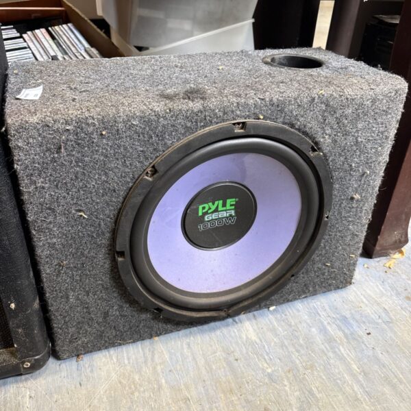 Pyle Gear 1000W car subwoofer in a black box.