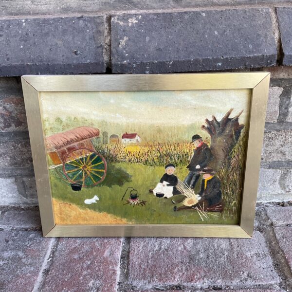 Vintage R L Sykes Filey oil painting of a wayside rural scene.