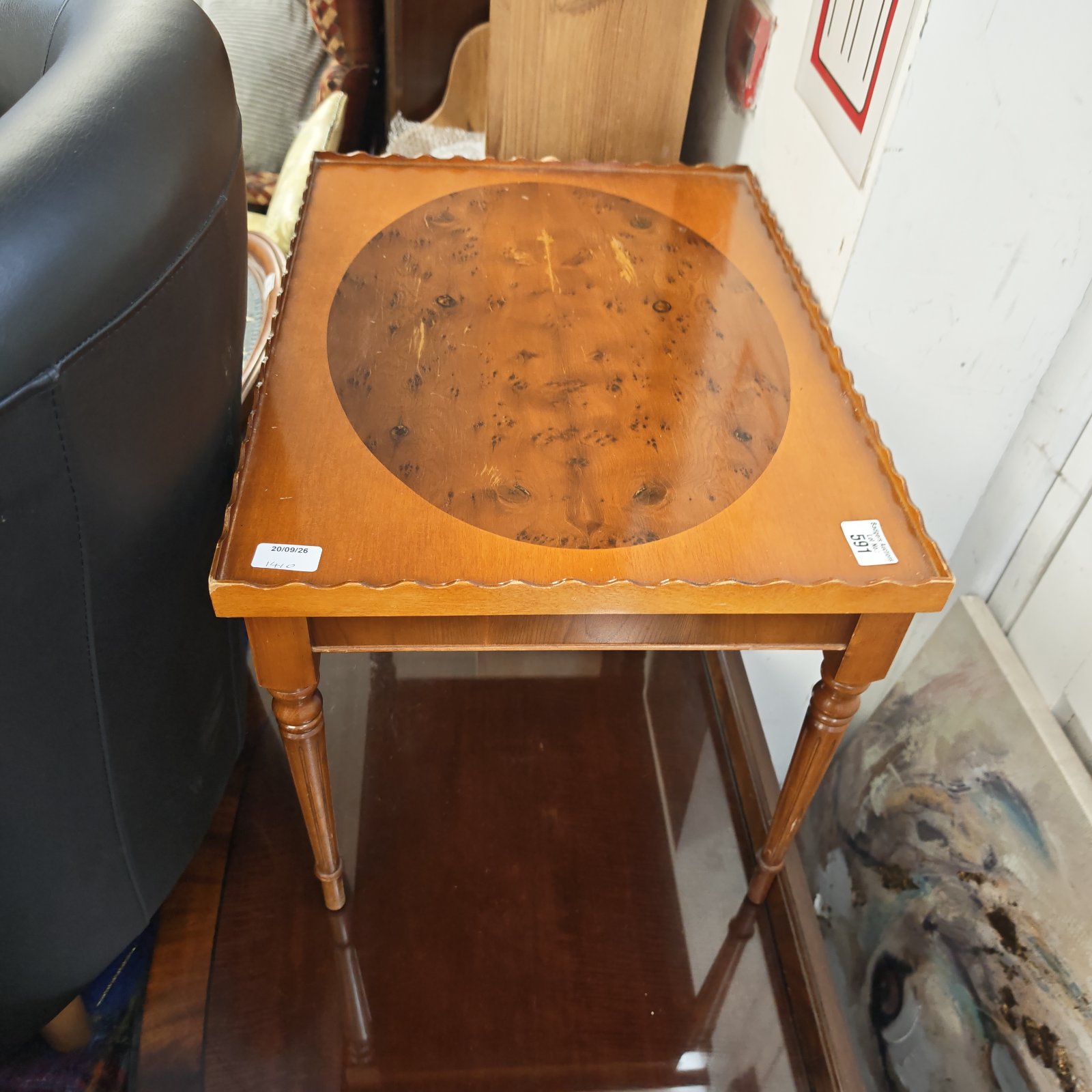 Antique Regency style mahogany side table with pie crust top.