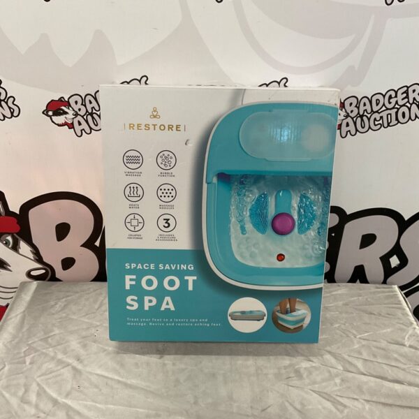 Blue Restore Foot Spa with bubble and vibration massage features.