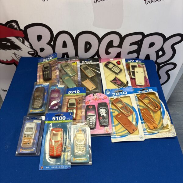 Lot of vintage retro mobile phone cases and covers.