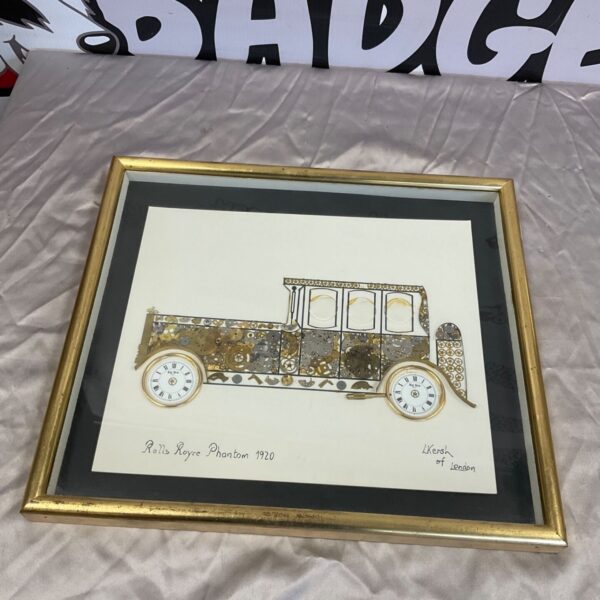 Framed L Kersh artwork of a 1920 Rolls Royce Phantom classic car.