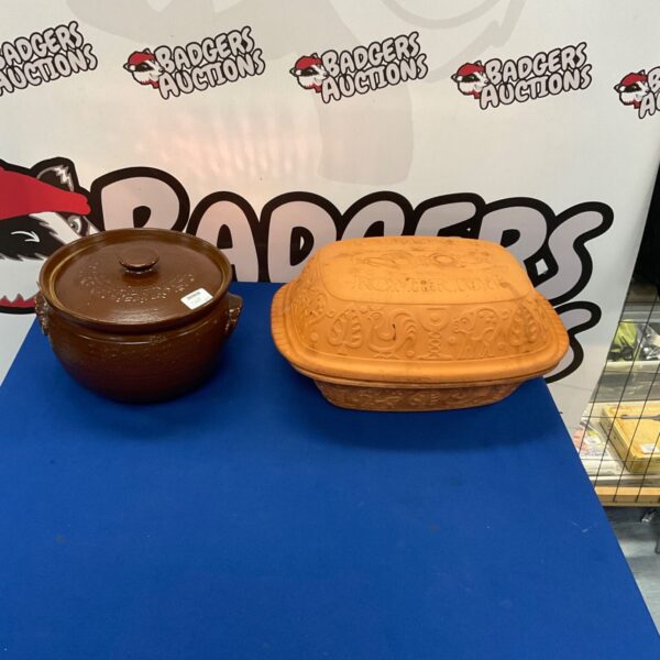 Large Romertopf clay cooking pot for traditional German cooking.