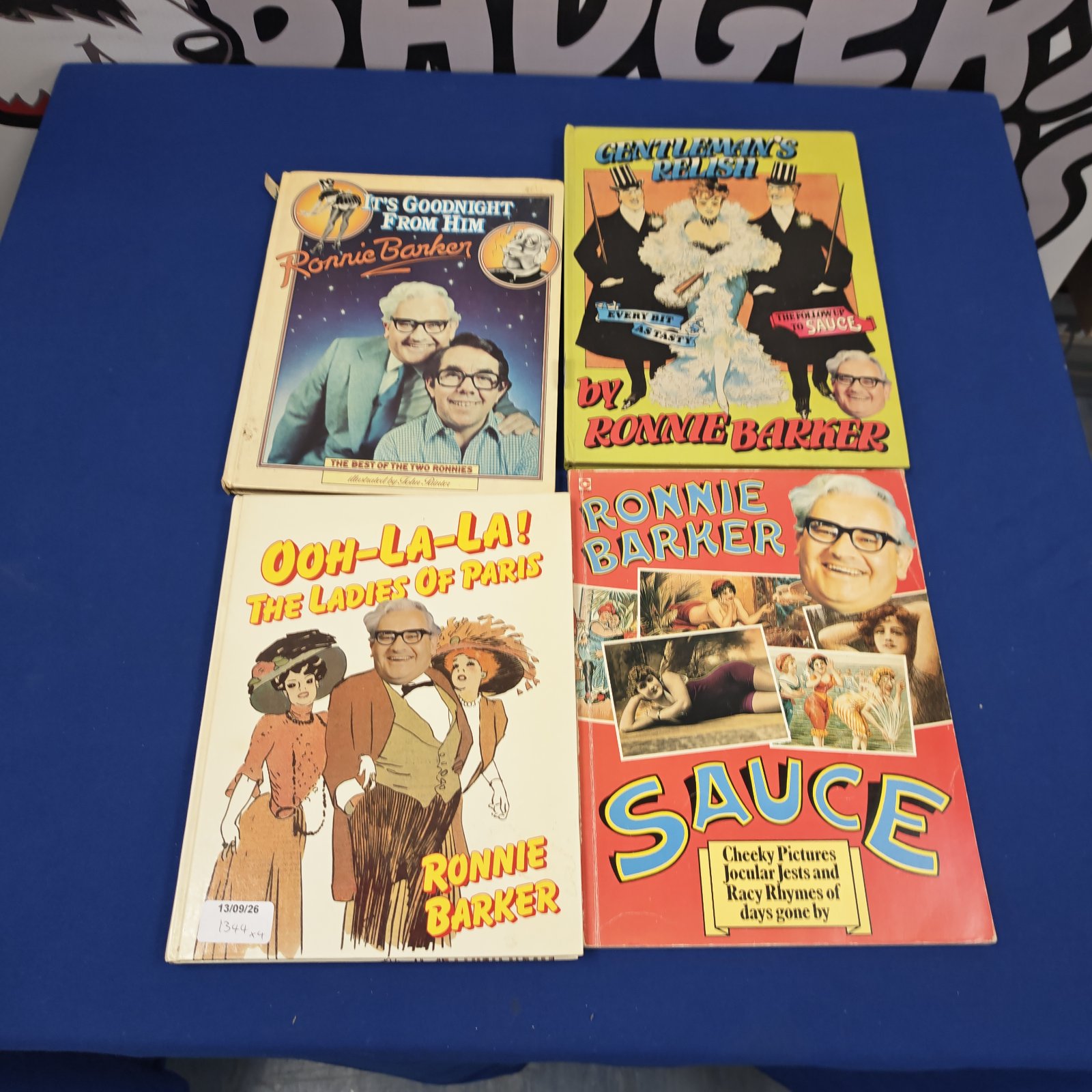 Vintage Ronnie Barker books collection, including Sauce and Gentlemen's Relish.