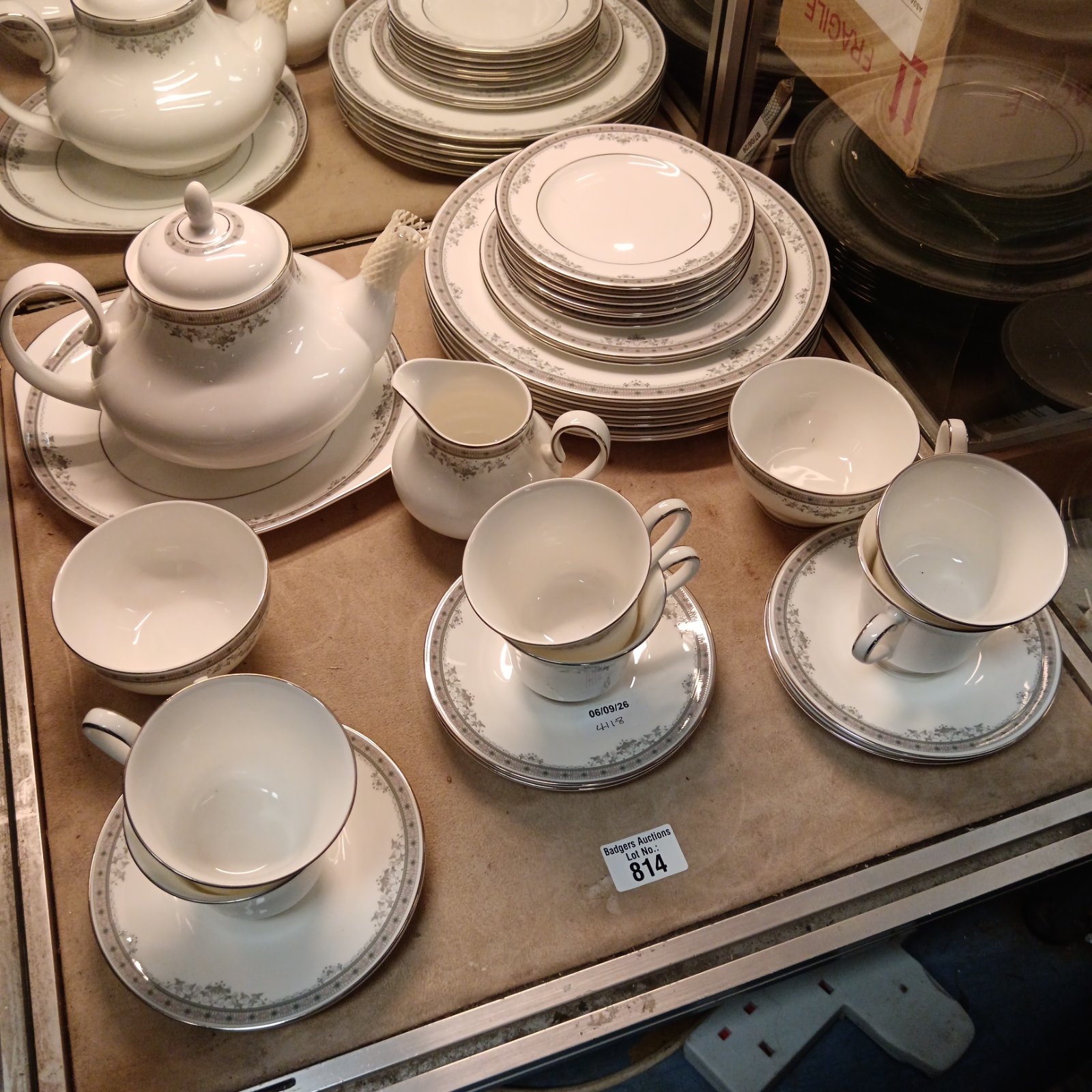 Royal Doulton York pattern tea service set on a table.