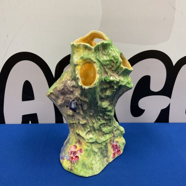 Vintage Royal Winton tree vase with floral details and butterfly.
