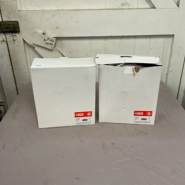 RS PRO 2kW fan heater in original packaging, side view.