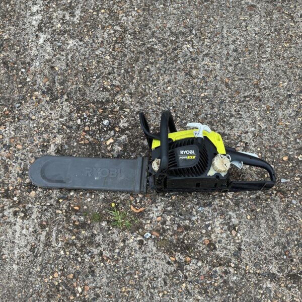 Ryobi PowrXT chainsaw for garden and DIY tasks.