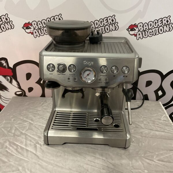 Silver Sage Barista Express coffee machine for home brewing.