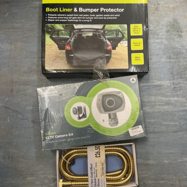 Sakura boot liner and micromark CCTV camera kit for vehicle protection.